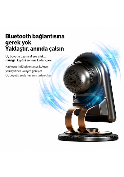 Bluetooth 5.3 Hoparlörlü & Bluetoothsuz Kullanımlı 360 Döner Telefon Tablet Tutucu Stand