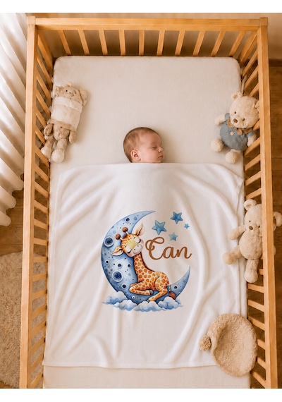 Pia Baby İsme Özel Erkek Bebek Hastane Çıkışı 4 Lü Set %100 Pamuk Organik Baskılı Battaniyeli Tulum Seti 1038bt3x Krem