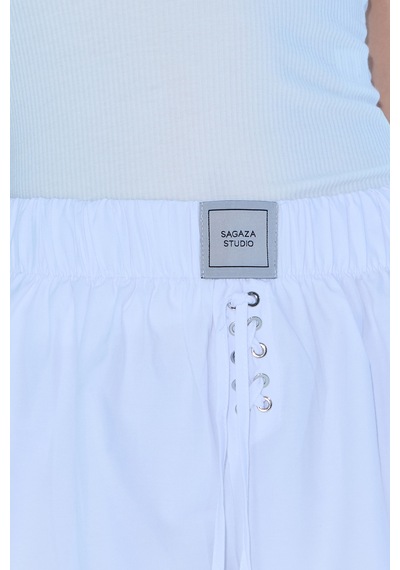 Sagaza Studio Ss6011 Kumaş Mini Şort BEYAZ