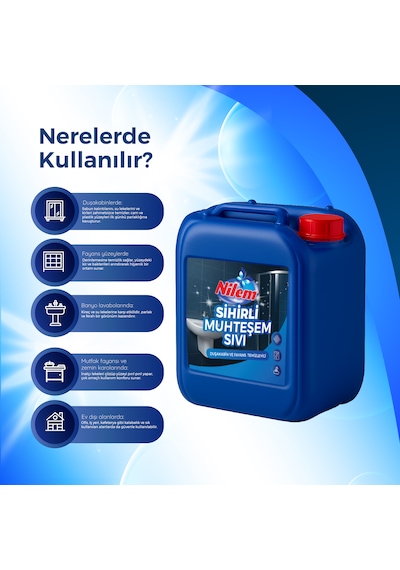 Nilem Sihirli Muhteşem Sıvı Duşakabin ve Fayans Temizleyici 5 L