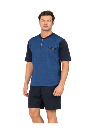 Pierre Cardin 6132 Erkek Kısa Kollu Yakası Düğmeli 3'lü Pijama Takımı-saks