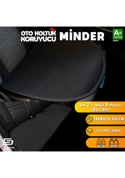 Oto Koltuk Koruyucu Minder Siyah Universal 2+1 Parça Ön Arka A+ Kalite