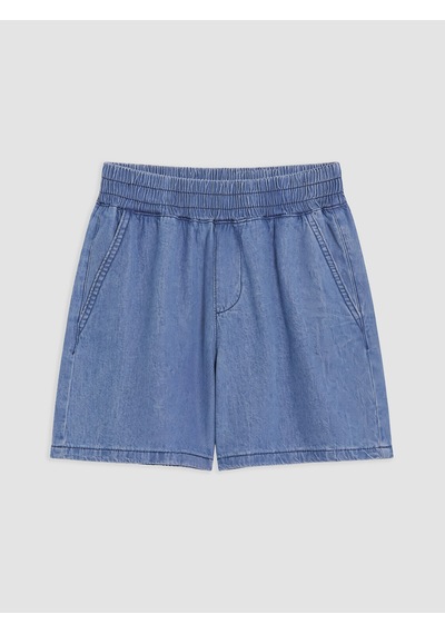 Lcwaıkıkı Petite Mavi Beli Lastikli Kadın Jean Şort