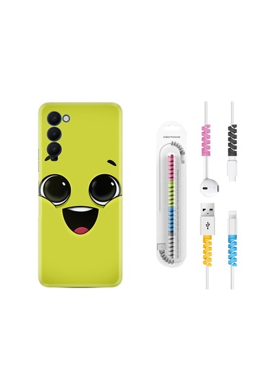 Tecno Camon 18P Kilif Kablo Koruyuculu White Green 1833 544155323