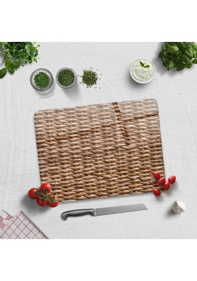 Decorita 10001503113 Hasır Görünümlü Cam Kesme Tahtası, 30cm X 40cm Diğer