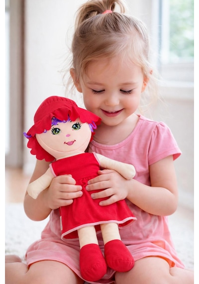 Kız Oyuncak Bebek Elbiseli Oyuncak Bez Bebek 60 Cm Bez Bebek Özel Yapım Premium Bebek 001