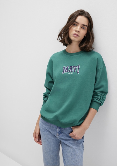 Mavi - Mavi Logo Baskılı Yeşil Sweatshirt 1s10372-71918 Yeşil