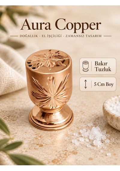 Aura Copper El İşlemeli Bakır Tuzluk Dekoratif Sofra Tuzluğu Ve Baharatlık Ac-tz-005