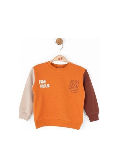 Nk Kids Erkek Bebek Pamuklu Orta Kalınlık Sweatshirt-14724 Turuncu
