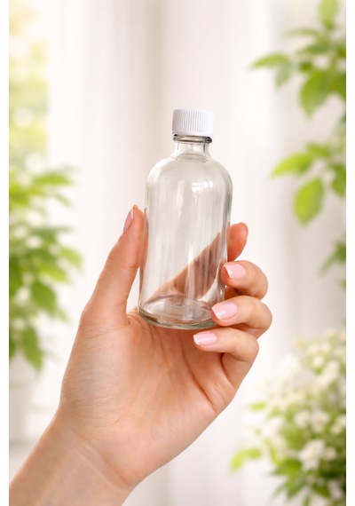 6 Adet Şeffaf Cam Shot Şişesi Sızdırmaz Beyaz Plastik Kapaklı Kolonya Koku Süs Çok Amaçlı Şişe 100ml Beyaz - Şeffaf