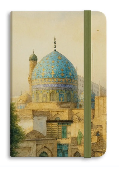Bağdat Tasvirli Ciltli Defter 13x20 Cm, 192 Sayfa, Sert Kapak Açık Sarı
