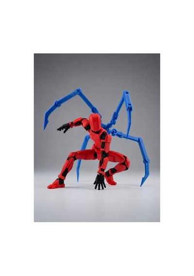 Dummy 13 V1.5 Spider Kollar Hareketli Aksiyon Figür Seti - Örümcek Robot Kırmızı-mavi Stand Hediyeli