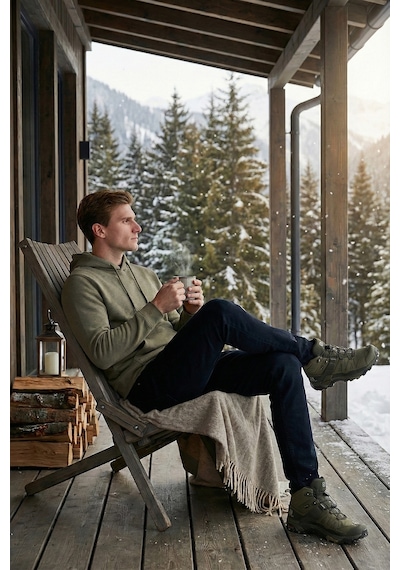 Buratti Regular Fit Kapüşonlu Kanguru Cepli Içi Tüylü Yumuşak Şardonlu Erkek Sweat 5905281 Vizon Yeşili