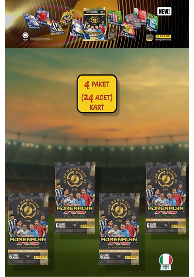 Panini Club World Cup 25 Futbolcu Kartları - 4 Lü Paket 24 Kart