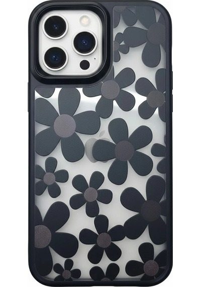 Apple Uyumlu iPhone 16 Pro Max Çiçekli Kılıf Bağlama Aparatlı Siyah