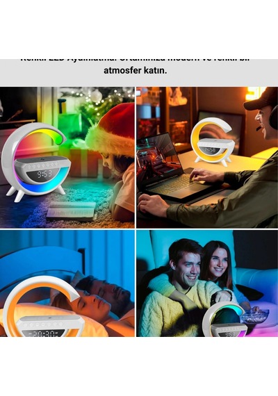 15w Kablosuz Şarjlı Led Atmosfer Lambası 13 Renk Modlu Dijital Ekranlı