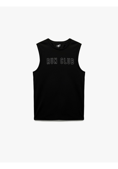 Koton Bisiklet Yaka Baskılı Kolsuz Spor Atlet Siyah 5sam30037nk Siyah