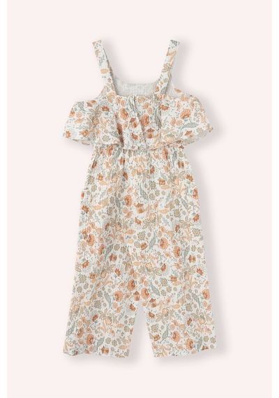 Kız Bebek Çiçek Desenli Ekru Salopet 2511GB24006