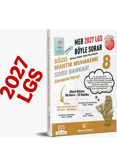 Sinan Kuzucu 8. Sınıf 2027 Lgs Meb Böyle Sorar Sözel Mantık Muhakeme Soru Bankası Video Çözümlü