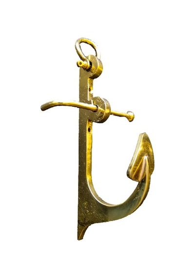 Pimarks Pirinç Döküm 160mm Çıpa Objeli Çimolu Askılık Sarı