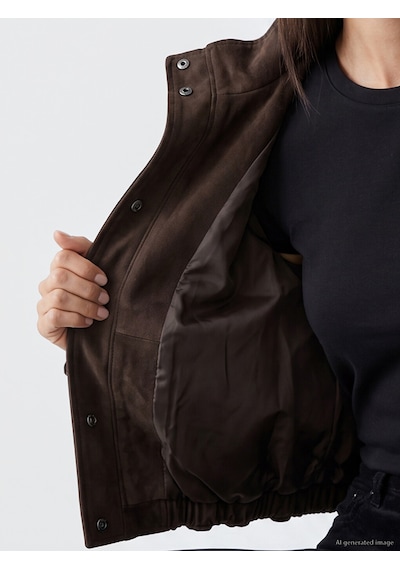 Lcw Studıo Kahverengi Oversize Kadın Süet Görünümlü Ceket