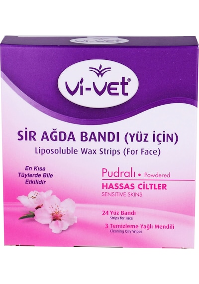 Vi-Vet Hassas Ciltler için Pudralı Yüz Bölgesi Sir Ağda Bantları 24'lü