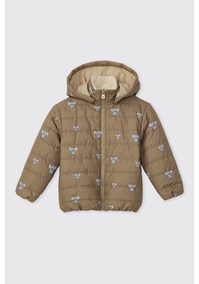 Panço Erkek Bebek Baskılı Bej Şişme Mont Krem 2621BB21002