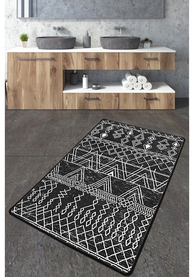 Straordinario Siyah Banyo Halısı Djt 70x120 cm, Banyo Halısı , Banyo paspası yıkanabilir