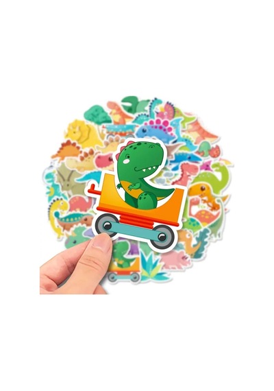 25 Adet Sevimli Dinozor Sticker Etiket Seti 3 Adet Çok Renkli