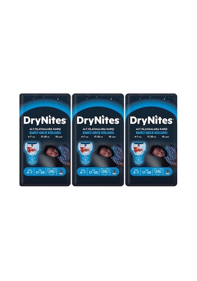 Drynites Erkek Emici Gece Külodu 17-30 KG 4-7 Yaş 3 x 10 Adet 3'lü