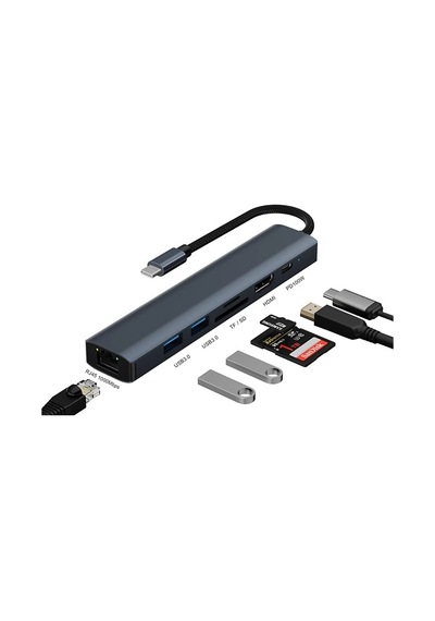 Ally Byl-2303 7 In 1 Type-c To Usb + Type-c + Ethernet + Kart Okuyucu + Hdmı Dönüştürücü Çoğaltıcı H- 5775 Renkli