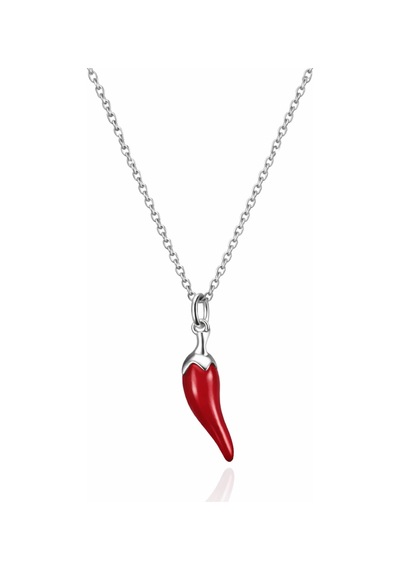 Çekirdekjewelry 925 Ayar Gümüş Kırmızı Biber Figürlü Kolye Şans Ve Nazar Temalı Çok Renkli