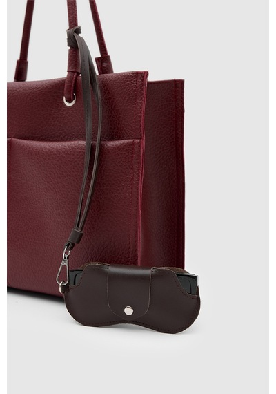 Shule Bags Madison Gözlük Kılıflı Omuz Çantası Bordo