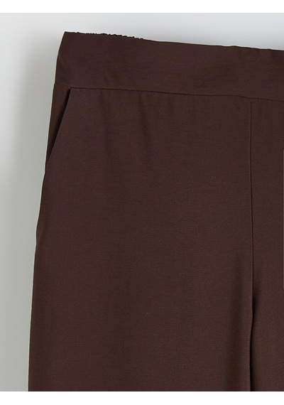 Lcw Modest Kahverengi Beli Lastikli Geniş Paça Kadın Pantolon