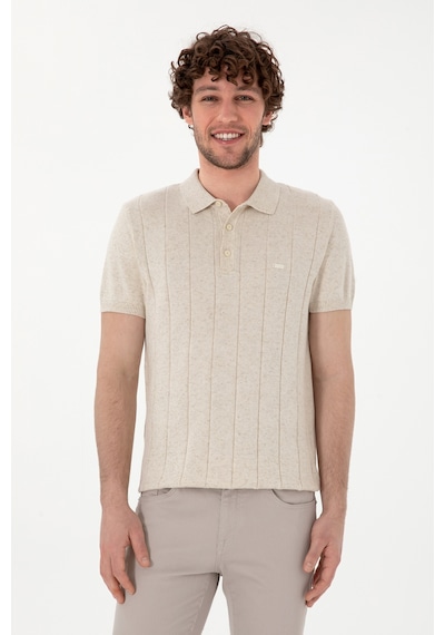 U.S. Polo Assn. Erkek Slim Fit Polo Yaka Krem Triko Tişört 50302970-VR071