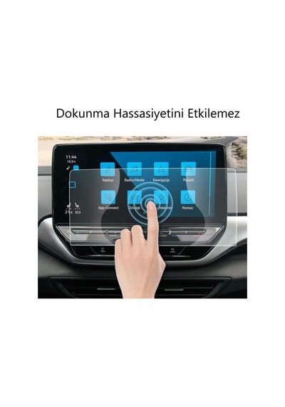 Volkswagen Id.7 Uyumlu 15 İnç Araç Ekran Koruyucu Multimedya Navigasyon 9h Nano Kırılmaz Şeffaf