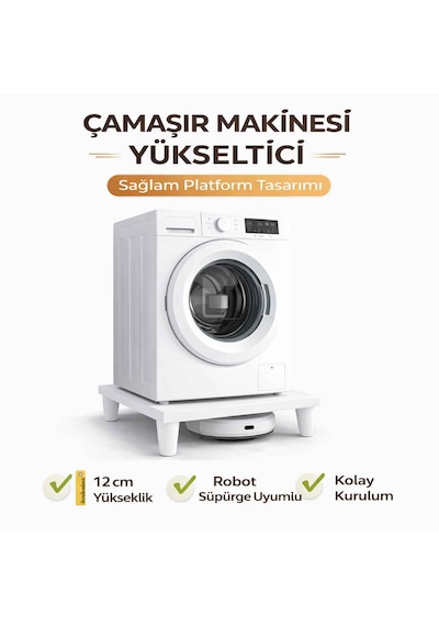 İmt Aksesuar Çamaşır Makinesi Yükseltici 60x60 Cm 12 Cm Platform Robot Süpürge Uyumlu Titreşim Azaltıcı Beyaz İmt Aksesuar Çamaşır Makinesi Yükseltici 60x60 Cm 12 Cm Platform Robot Süpürge Uyumlu Titreşim Azaltıcı Beyaz
