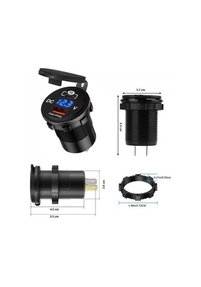 Araç Tekne Çakmaklık Şarjı Pd Qc3 Volt Ölçer İle Hızlı Şarj 12v/24v
