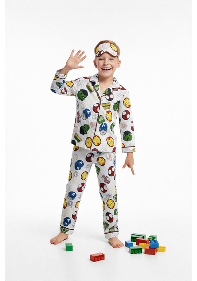 Beka Kids Renkli Karakter Desenli Uzun Kollu Önden Düğmeli Gömlek Yaka Erkek Çocuk Pijama Takımı Ve Göz Bandı Ekru Beka Kids Renkli Karakter Desenli Uzun Kollu Önden Düğmeli Gömlek Yaka Erkek Çocuk Pijama Takımı Ve Göz Bandı Ekru