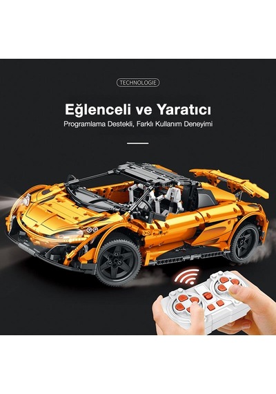 Reobrix Technic 11002-d 1/10 Mclaren 675lt Spider Araba Kumanda&motorlu Yaratıcı Yapı Blok Seti Building Blocks - 1886 Parça