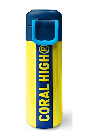 Coral High Kids Sarı Lacivert Çubuklu Pipetli Ve Direkt İçim Çelik Termos 500 Ml 31791 Çok Renkli