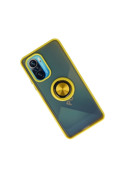 Redmi K40 Kılıf Montreal Yüzüklü Silikon Kapak - Sarı Bz8683140223977