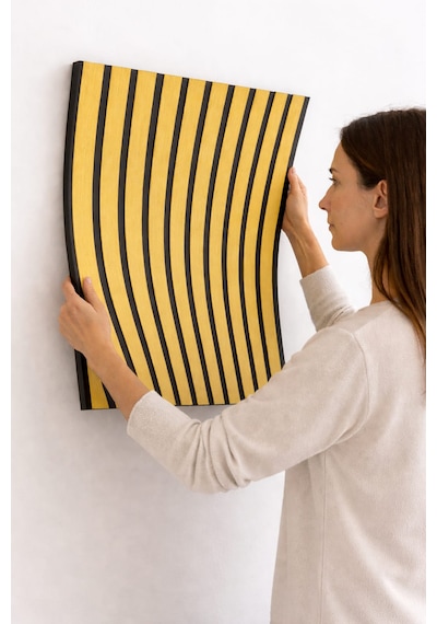 6 Adet 70x70 Ölçülerinde Kabartmalı 3d Kendinden Yapışkanlı Pvc Esnek Duvar Paneli Açık Sarı