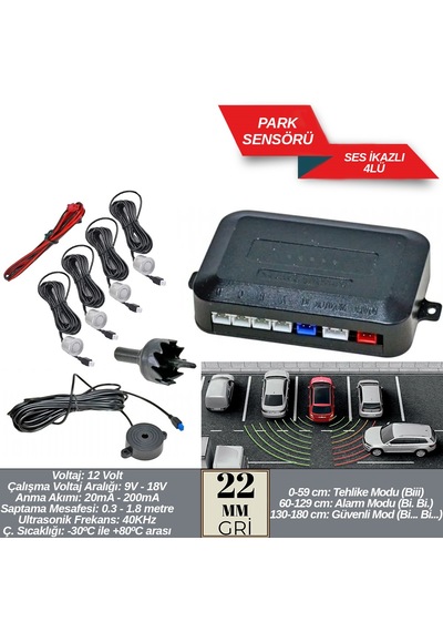 Replax Park Sensörü 22 Mm Gri Ses Ikazlı A+kalite Br0015921