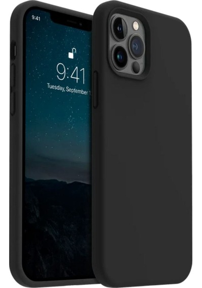 Apple Uyumlu iPhone 12 Pro Max  Silikon Kılıf - Pastel Renk Tonu Esnek Tam Koruma Kapak - Siyah