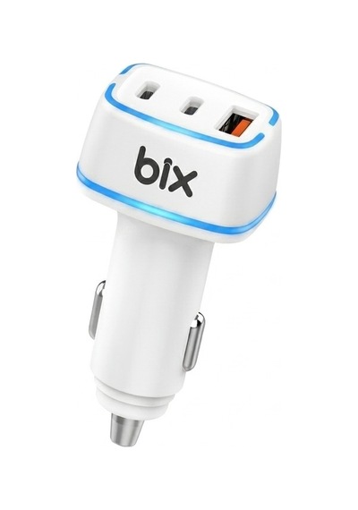 Bix Bxacp82w 82.5w Üç Port 2x Type-c Ve Usb-a Araç İçi Hızlı Şarj Cihazı Beyaz