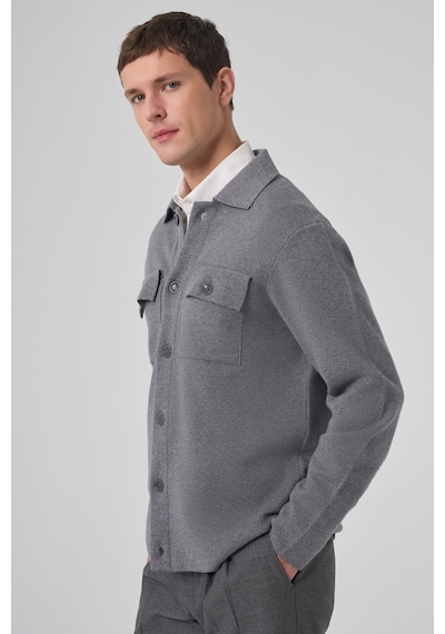 Morven Erkek Gri Trend Kapaklı Cepli Düğmeli Hırka 26ks012003100 Gri