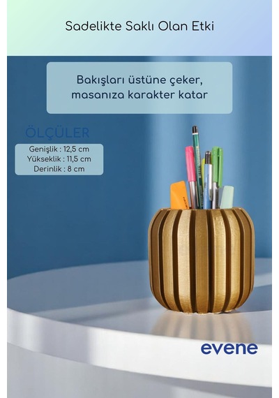 Kalemlik Masa Kalemliği Organizer Kalemlik Altın Renk Model 79 Çok Renkli