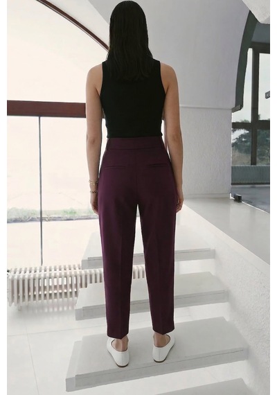 Sateen Talia Havuç Pantolon - Mürdüm-137381