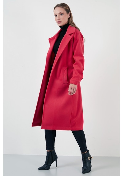 Lela Oversize Kemerli Cepli Kışlık Bayan Kaban 42190454 Fuşya